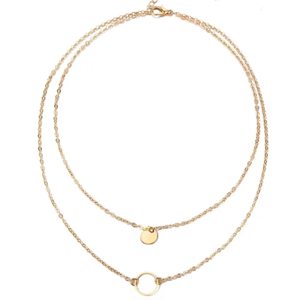 ○Meredith○ Disc and Hoop Layered Necklace - Picture 3 of 4